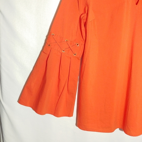 Michael Kors Bright Orange Flare Sleeve Keyhole Tunic - Picture 3 of 9